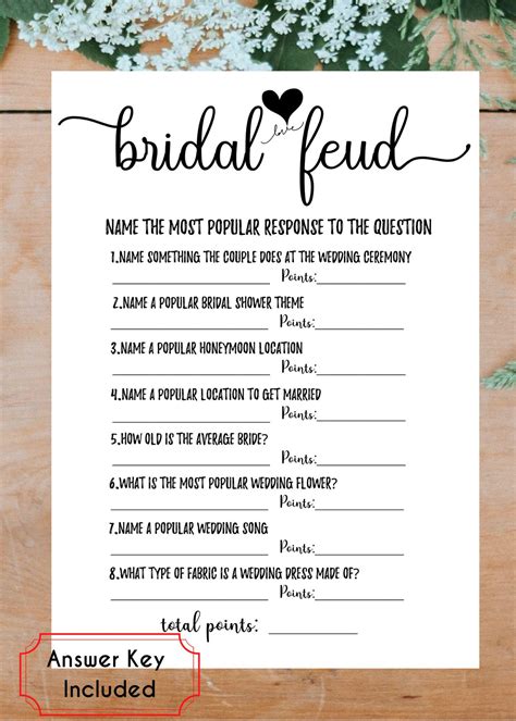 Free Printable Bridal Shower Games And Activities