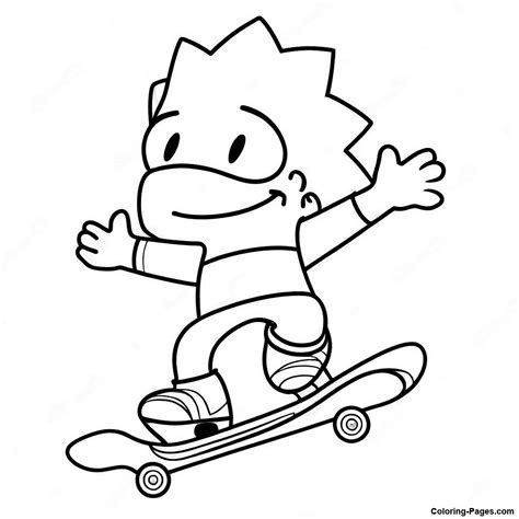 Bart Simpson Skateboarding Coloring Page | Coloring-Pages.com