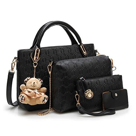 Buy VEZELA 4 Pieces PU Leather Shoulder Bags for Women - Top Handle ...