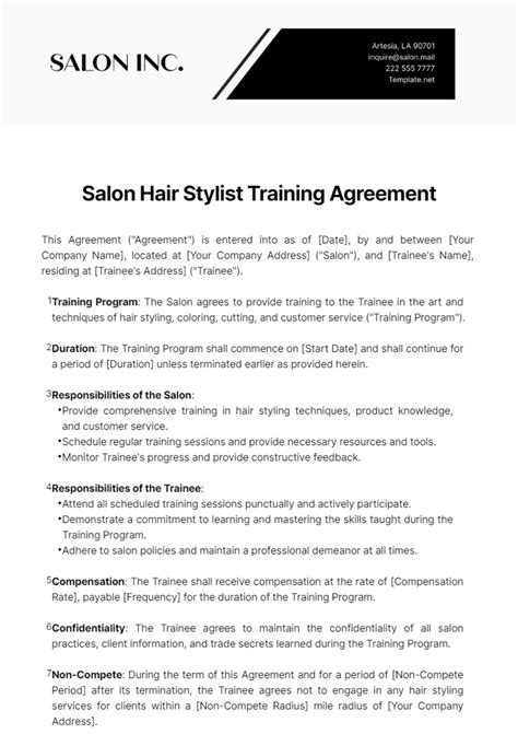 Free Training Agreement Templates, Editable and Printable