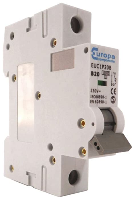 EUC1P20B Europa | Europa EUC1P EUB MCB, 1P, 20A Curve B, 230V AC, 10 kA ...