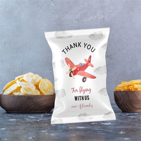 Editable Airplane Chip Bag Labels 8.5x11 In, Modern Airplane ...