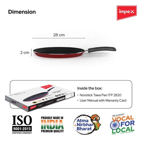 Impex ITP-2820 Induction Base Nonstick Aluminium Tawa Pan (28 cm,Maroo ...