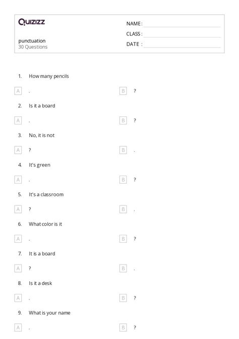 50+ Punctuation worksheets on Quizizz | Free & Printable