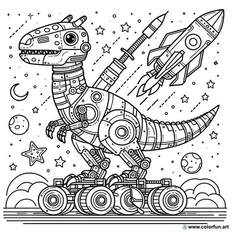Dinosaur robot coloring page Download or Print for free