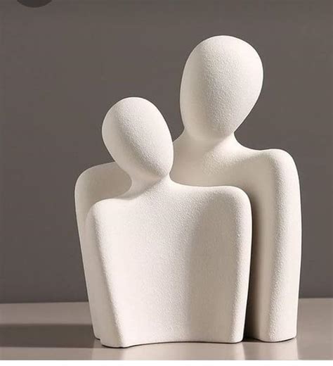 Buy CHULO Couple Family Ceramic Thinker Sculpture | White Modern ...
