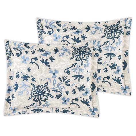 8-Piece Blue & White Floral Linen Essential Comforter Set, King
