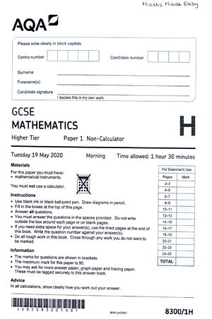 Image result for MathsWatch Higher Paper 1 Answers