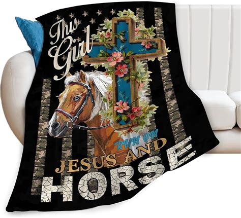Horse Blanket for Girls Woman Horse Jesus Throw Blanket for Man Boys ...