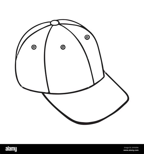 Vector hand drawn baseball hat outline doodle icon. Baseball cap sketch ...