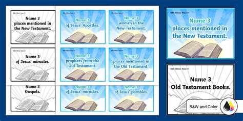 Bible Edition: Name 3 Game Cards for 3rd-5th Grade