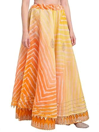 Buy JABAMA® Women's Cotton Kota Doriya Gota Patti Work Lehenga Skirt ...