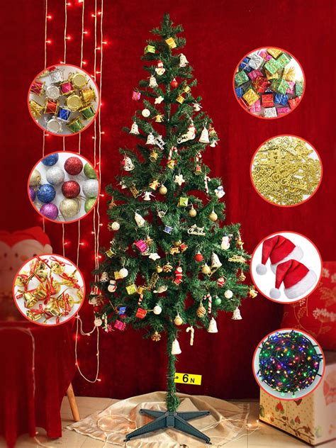 Buy | Christmas Tree 6 Feet with Led Light 101 Decoration | Tied Ribbons