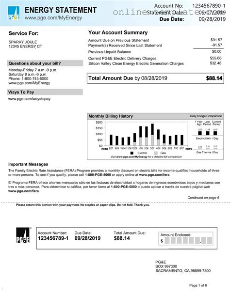 Free Utility Bill Template ⋆ PDF Form
