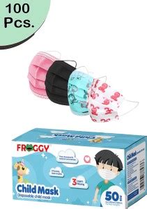 hobf Kids 3-Ply Disposable Surgical Face Mask, Adjustable Nose Pin ...