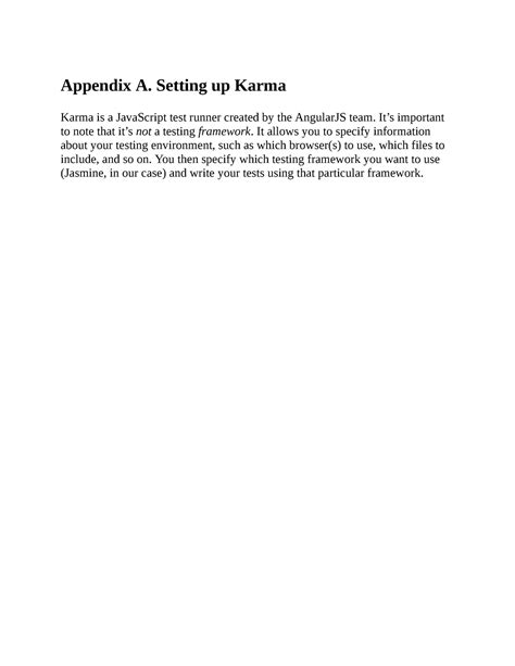 Web devlopment in Angular JS in Action- Appendix A. Setting up Karma ...