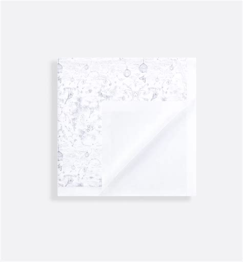Baby Blanket White Cotton Knit with Gray Toile de Jouy Print | DIOR