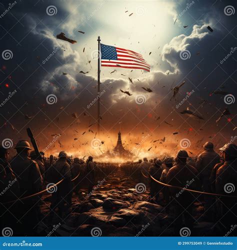 American Flag with an War Settings, Patriotic Remembrance Day Stock ...