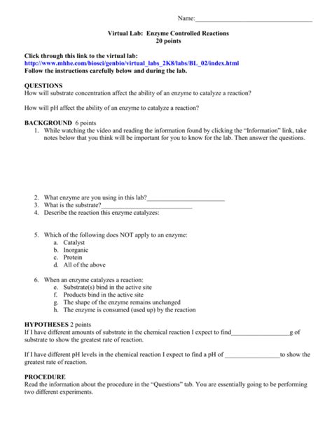 Image result for Enzyme-Controlled Reactions Virtual Lab