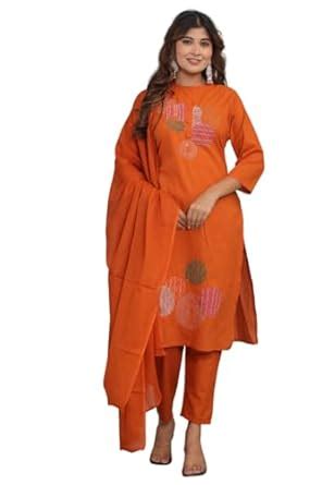 Buy Baba & Sons Store Women's Cotton Embroidery Straight Kurti with ...