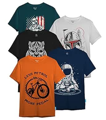 Buy KYDA KIDS® Boys Cotton Printed Round Neck T-Shirts - Multicolor ...