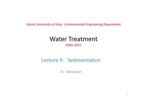 Sedimentation process - Islamic University of Gaza ‐Environmental ...