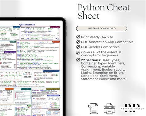 Python Cheat Sheet Template Python for Beginners Data Type Coding ...