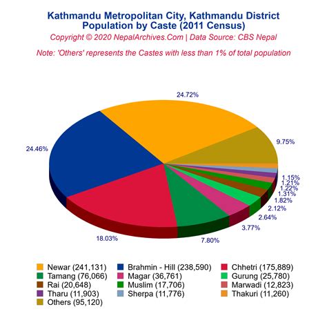 Caste-Based Population Pie Chart of Kathmandu Metropolitan City, Kathmandu District (2011 Census ...