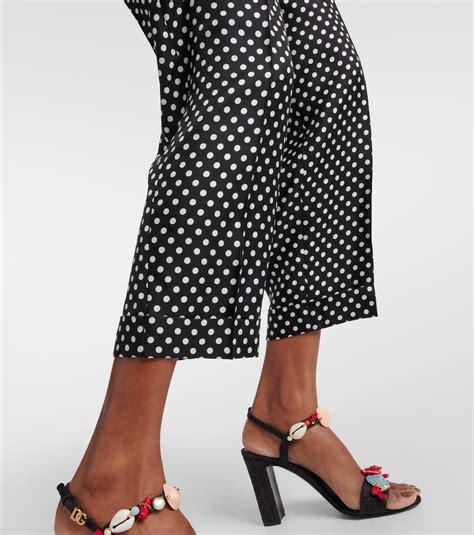Capri polka-dot silk satin tapered pants in black - Dolce Gabbana ...