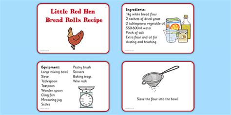 Little Red Hen Recipe Cards (teacher made) - Twinkl
