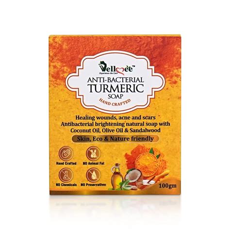 Buy WELLMEE Anti-Bacterial Turmeric Handmade Soap Enriched With Coconut ...