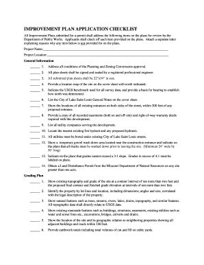 Fillable Online IMPROVEMENT PLAN APPLICATION CHECKLIST Fax Email Print ...