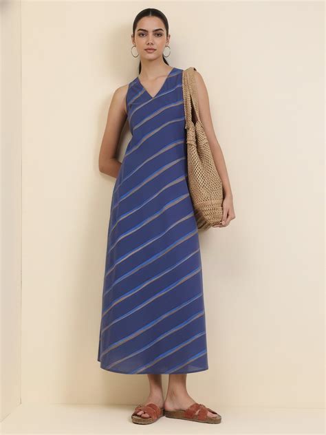 Buy Blue Cotton Striped A Online | Pink Fort