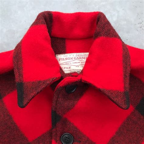 90's FILSON フィルソン ダブルマッキーノークルーザー ジャケット ウール バッファローチェック 赤 36 USA製 美品 希少 ...