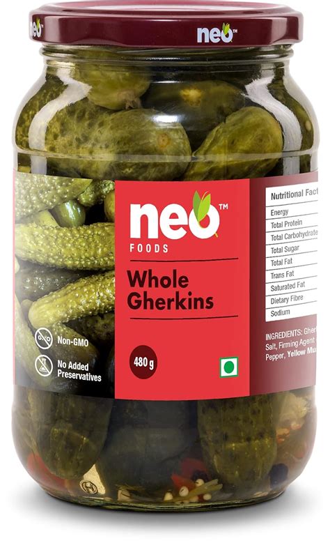 Neo Whole Gherkins 480g I Pack of 1 I 100% Plant Based I Low Fat Sweet ...
