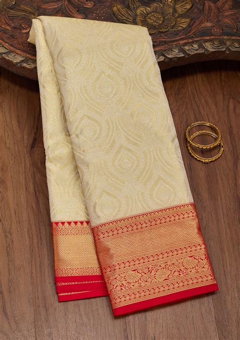 Buy Gold Zariwork Tissue Silk Saree - Koskii