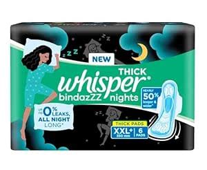 Buy Whisper Bindazzz Night Koala Soft Sanitary Pads|Pack of 6 thin Pads ...