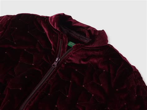 Girls Regular Fit Band Collar Sequins Velour Bomber Jacket – United ...
