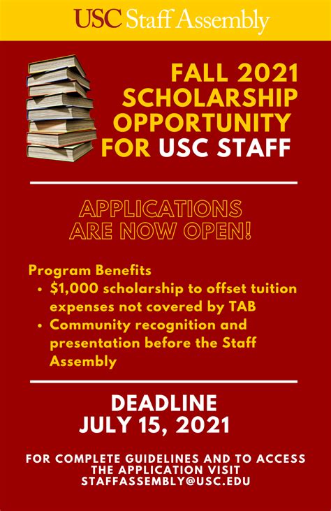 REMINDER: 2021 Staff Assembly Scholarship Application Open! – USC Staff ...