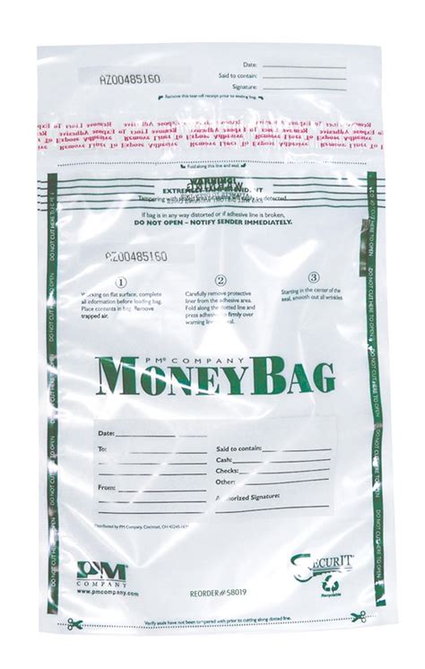 PM Company Securit Degradable Tamper Evident Money Bag, 9 x 12 inch ...
