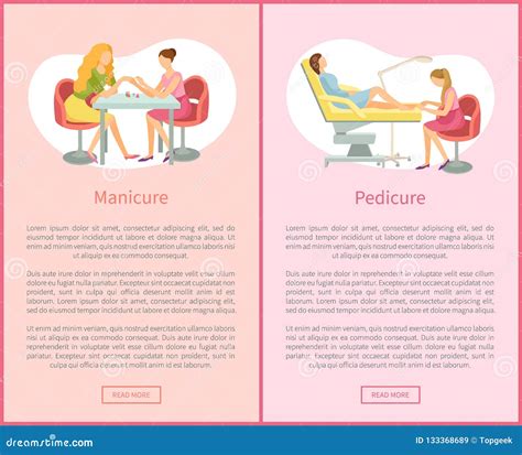 Pedicure and Manicure Service Posters Set Vector Stock Vector ...