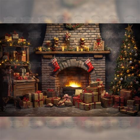 Classic Christmas Furnace - Printed Backdrop - Fabric - 5 by 7 feet ...