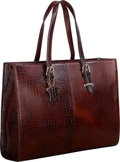 RICHSIGN LEATHER ACCESSORIES Full-Grain Natural Cro Leather Ladies ...