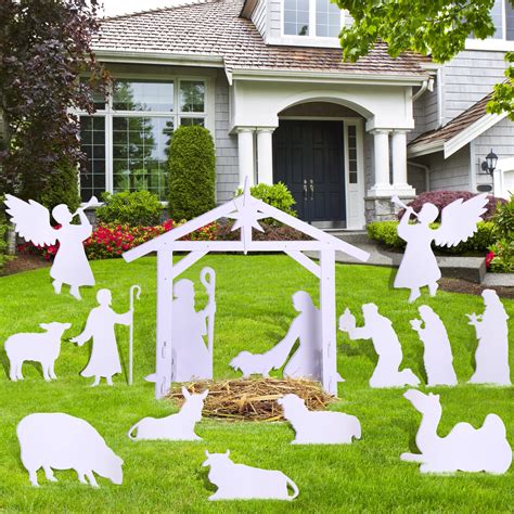 Buy Remerry 15 Pcs 3.4 ft Outdoor Nativity Scene Large White Solid PVC ...