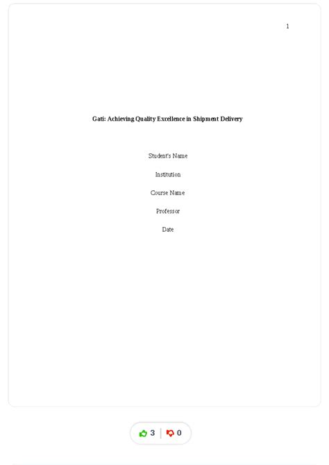 Quality Excellence in Gati's Premium Express Scheme: A Case Study - Studocu