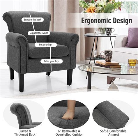 Buy Giantex Modern Fabric Accent Chair, Comfy Living Room Chair w ...