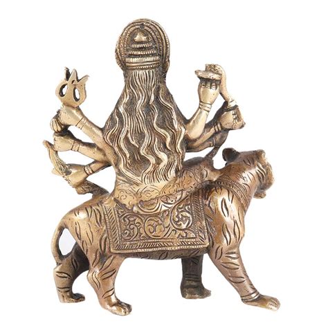 Brass Devi Durga Or Amba Statue Sitting On Lion