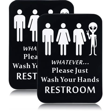 Buy Blulu 2 Pieces Funny Restroom Sign Unisex Toilet Bathroom Store ...