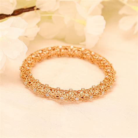 Buy Floral 18K Gold Diamond Bangle | Zaveri Bros