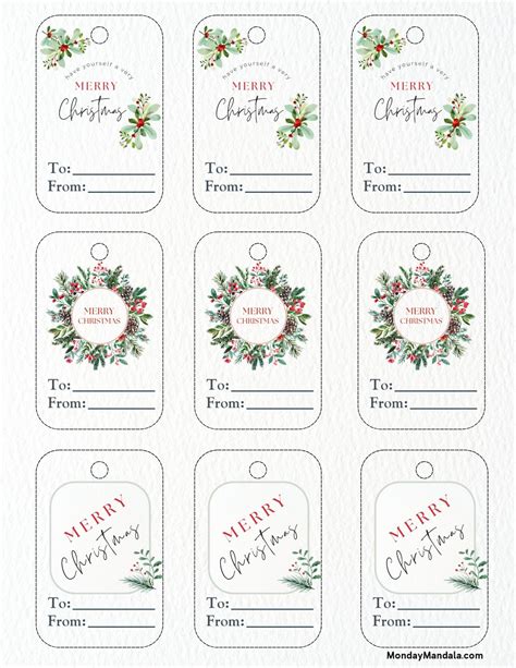 Printable christmas gift tags free pdf templates – Artofit